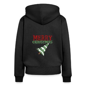 Merry christmas - Frauen Premium Bio Zip Hoodie - Schwarz - Hinten - Julia (174cm)