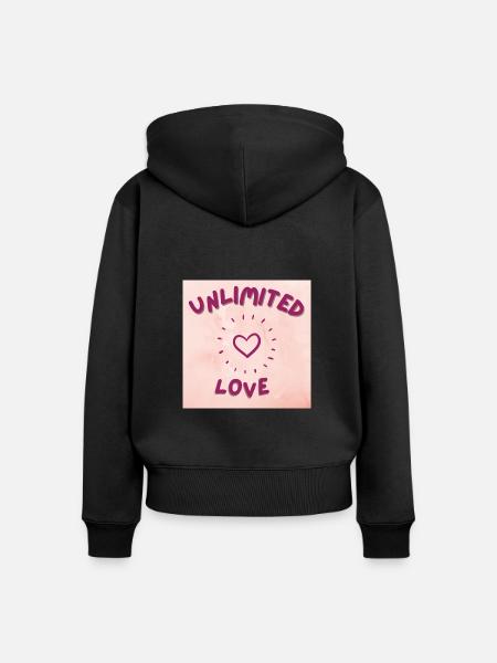 GRENZENLOSE LIEBE - Frauen Premium Bio Zip Hoodie - Schwarz