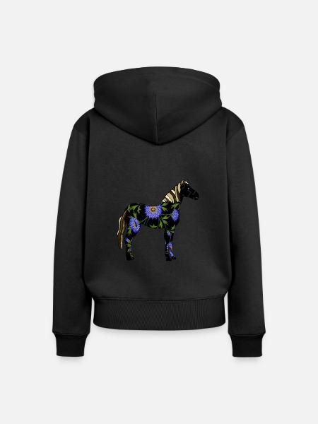 Pferd - Frauen Premium Bio Zip Hoodie - Schwarz