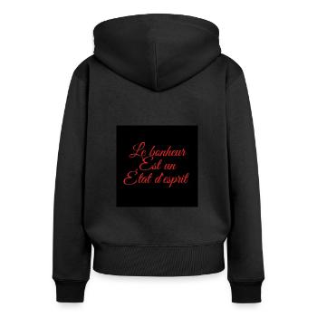 Le bonheur est un choix! - Sweat à capuche zippé Premium bio Femme - noir - Dos - Julia (174cm)