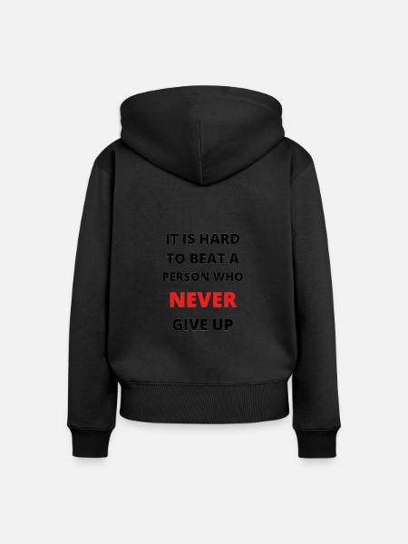 Geben Sie niemals auf - Frauen Premium Bio Zip Hoodie - Schwarz