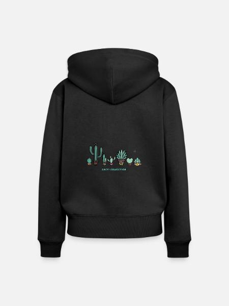 Kaktus-Sammlung. - Frauen Premium Bio Zip Hoodie - Schwarz