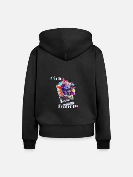 Rich and famous - Frauen Premium Bio Zip Hoodie - Schwarz