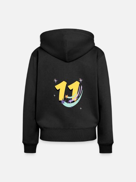 11-jähriges Jubiläum (11-jähriges Geschenk) - Frauen Premium Bio Zip Hoodie - Schwarz