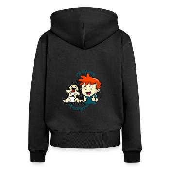 Bruder bekommt Verstärkung (rot) - Frauen Premium Bio Zip Hoodie - Schwarz - Hinten - Julia (174cm)