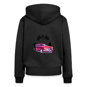 Voiture - Sweat à capuche zippé Premium bio Femme - noir - Dos - Julia (174cm)