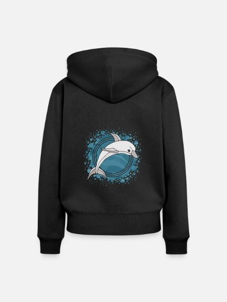 Delfin - Frauen Premium Bio Zip Hoodie - Schwarz