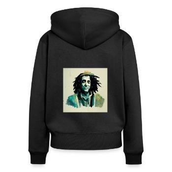 Peinture à croquis rastafari - Sweat à capuche zippé Premium bio Femme - noir - Dos - Julia (174cm)