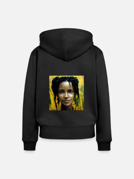 Rasta Astronaut - Frauen Premium Bio Zip Hoodie - Schwarz