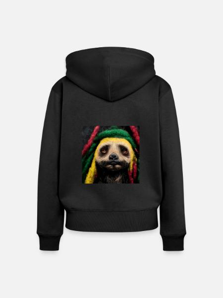 Rasta-faultier - Frauen Premium Bio Zip Hoodie - Schwarz