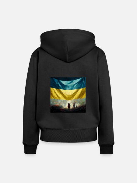 Sieg Der Ukraine - Frauen Premium Bio Zip Hoodie - Schwarz