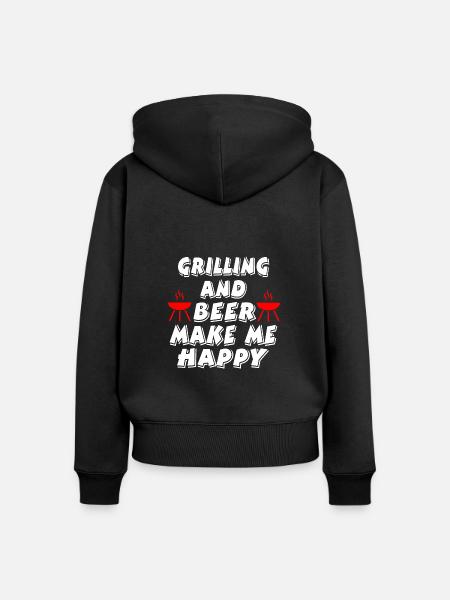Grillen - Frauen Premium Bio Zip Hoodie - Schwarz