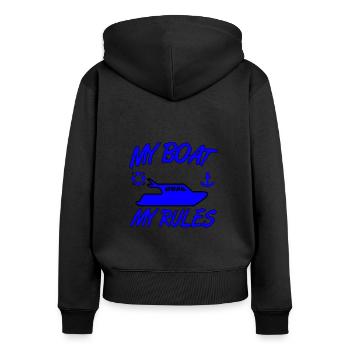 Boot - Frauen Premium Bio Zip Hoodie - Schwarz - Hinten - Julia (174cm)