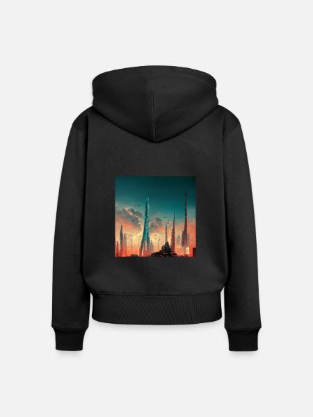 Stadt Der Zukunft - Frauen Premium Bio Zip Hoodie - Schwarz