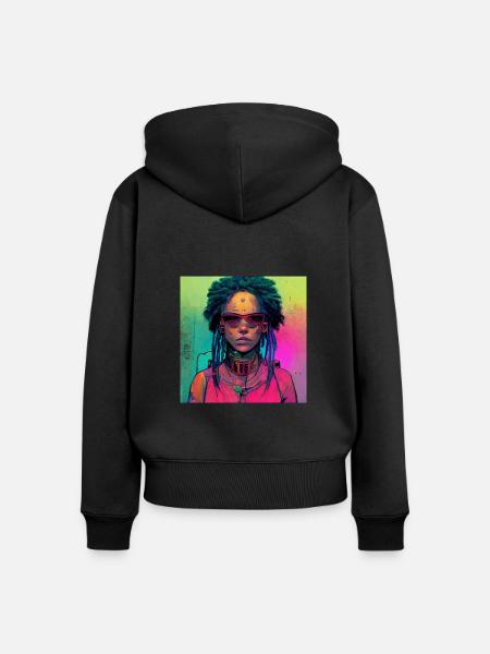 Cyborg Rasta - Frauen Premium Bio Zip Hoodie - Schwarz