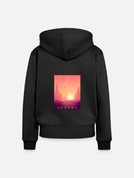 Nevada Desert - Frauen Premium Bio Zip Hoodie - Schwarz