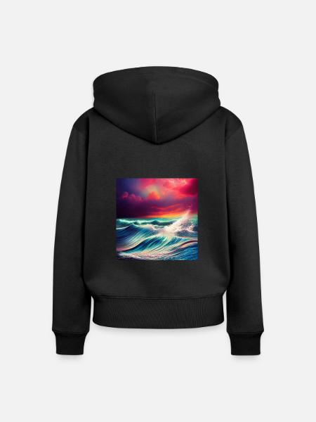 Trippy Ozean - Frauen Premium Bio Zip Hoodie - Schwarz