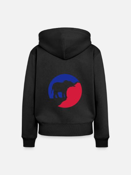 Vollmond Elefant Silhouette Klippe - Frauen Premium Bio Zip Hoodie - Schwarz