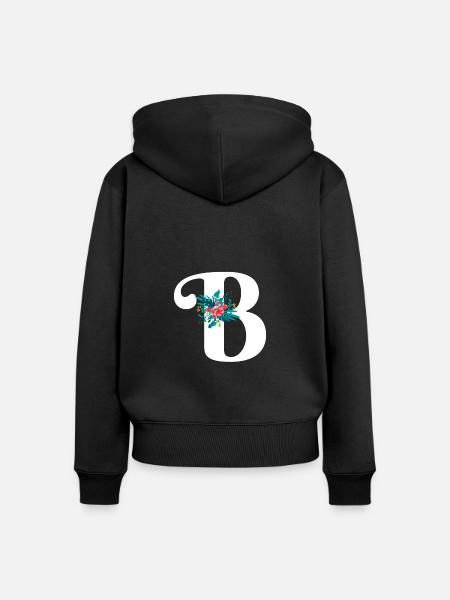 Buchstabe B geblüht - Frauen Premium Bio Zip Hoodie - Schwarz