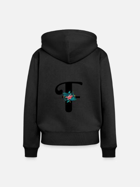 Buchstabe F geblüht - Frauen Premium Bio Zip Hoodie - Schwarz