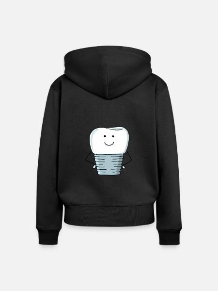 Implantatkrone - Frauen Premium Bio Zip Hoodie - Schwarz