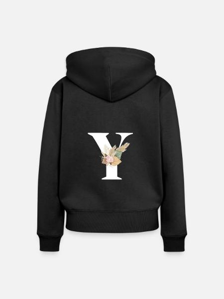 Buchstabe Y Blumen - Frauen Premium Bio Zip Hoodie - Schwarz