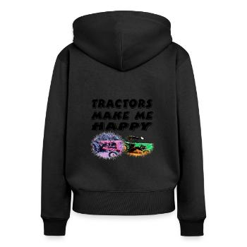 Traktor - Frauen Premium Bio Zip Hoodie - Schwarz - Hinten - Julia (174cm)