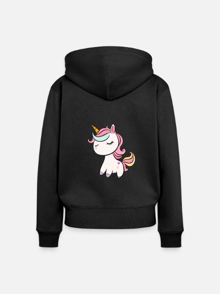 Einhorn - Frauen Premium Bio Zip Hoodie - Schwarz