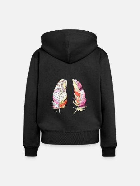 Feder - Frauen Premium Bio Zip Hoodie - Schwarz