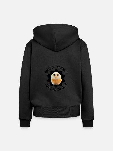 Where are the chicks? - Frauen Premium Bio Zip Hoodie - Schwarz