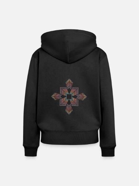 Geo Blumen - Frauen Premium Bio Zip Hoodie - Schwarz