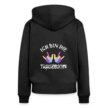 Ich bin die Trauzeugin - Frauen Premium Bio Zip Hoodie - Schwarz - Hinten - Julia (174cm)