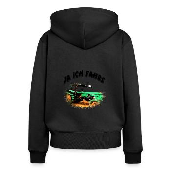 Traktor - Frauen Premium Bio Zip Hoodie - Schwarz - Hinten - Julia (174cm)