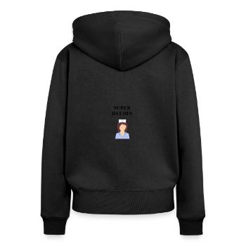 Krankenschwester Superheldin Geschenkidee Heldin - Frauen Premium Bio Zip Hoodie - Schwarz - Hinten - Julia (174cm)
