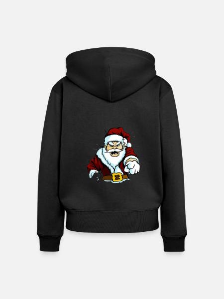 Weihnachtsmann - Frauen Premium Bio Zip Hoodie - Schwarz
