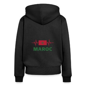 Morocco Football 2022 Morocco Heartbeat Morocco - Women's Premium Organic Zip Hoodie - black - Back - Julia (174cm)