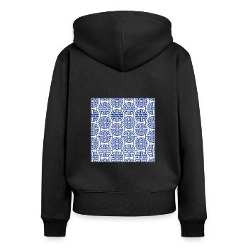 Chinesisches Muster - Frauen Premium Bio Zip Hoodie - Schwarz - Hinten - Julia (174cm)