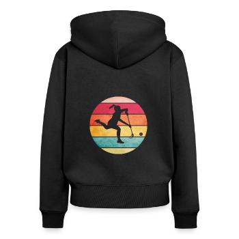 Women's and Girls' Floorball - Women's Premium Organic Zip Hoodie - black - Back - Julia (174cm)