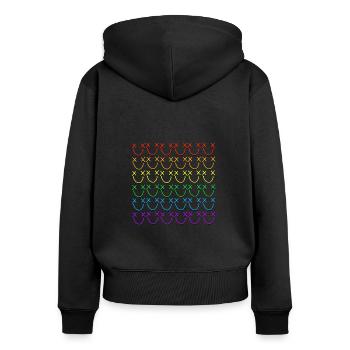 Louismiley Rainbow - Frauen Premium Bio Zip Hoodie - Schwarz - Hinten - Julia (174cm)