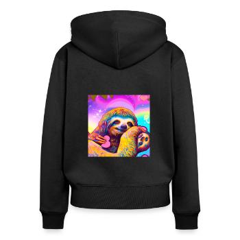 Sloth mum - Women's Premium Organic Zip Hoodie - black - Back - Julia (174cm)