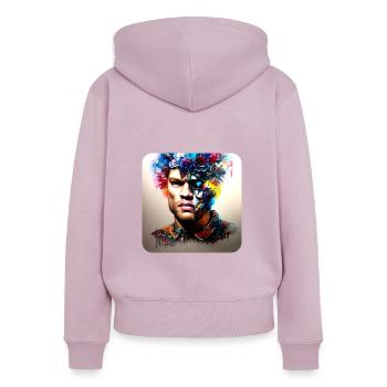 His deep rolling - Frauen Premium Bio Zip Hoodie - Altrosa - Hinten - Julia (174cm)