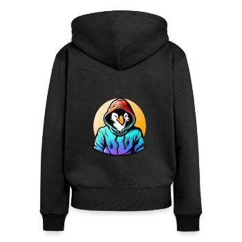 Pingouin avec pull - Sweat à capuche zippé Premium bio Femme - noir - Dos - Julia (174cm)