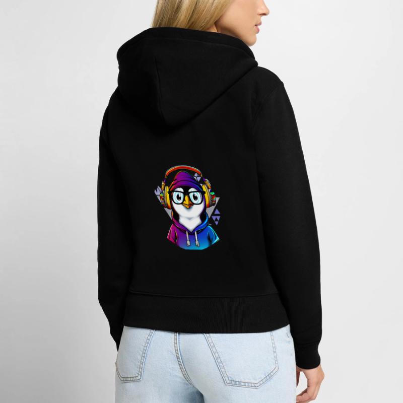 Nerd Pinguin mit Pullover Frauen Premium Bio Zip Hoodie