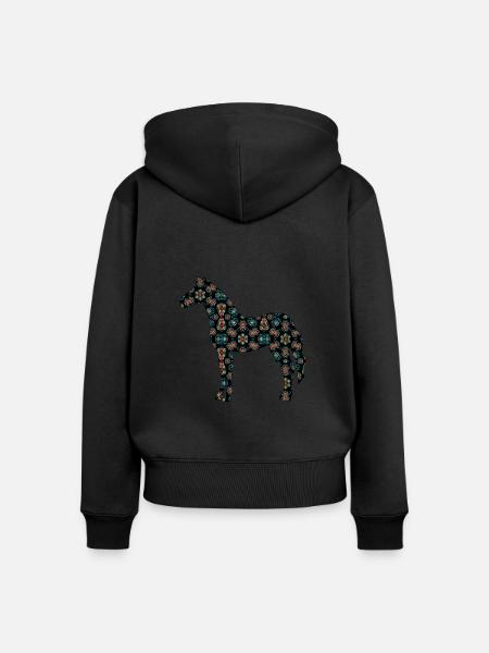 Pferd - Frauen Premium Bio Zip Hoodie - Schwarz