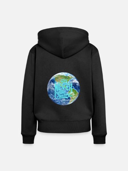 Planet Erde - Frauen Premium Bio Zip Hoodie - Schwarz