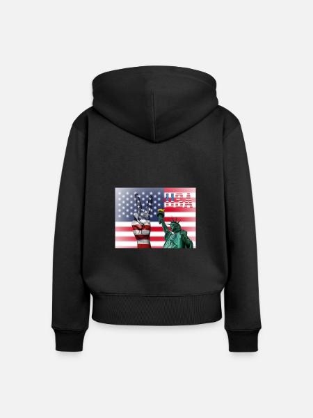 USA, Freiheitsstatue - Frauen Premium Bio Zip Hoodie - Schwarz