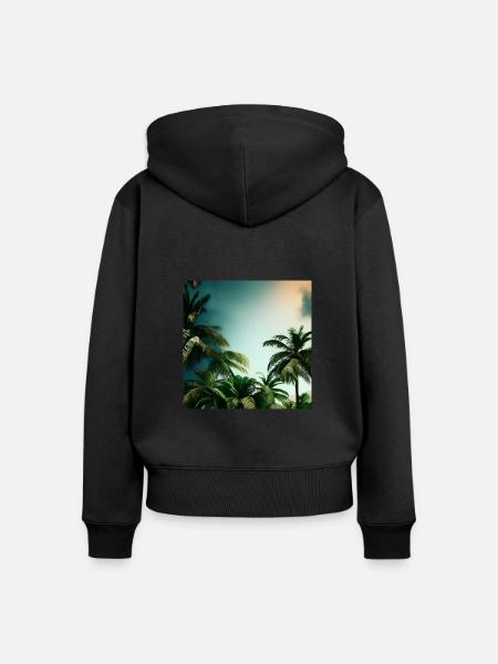 Landschaft mit Palmen - Frauen Premium Bio Zip Hoodie - Schwarz