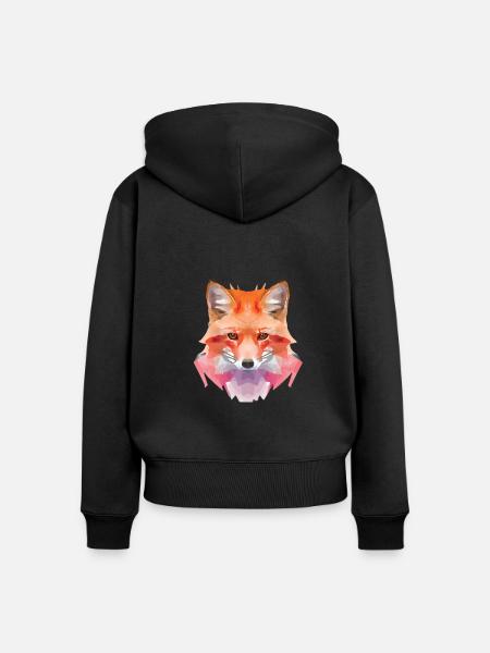 Abstrakter Polygon Fuchs - Frauen Premium Bio Zip Hoodie - Schwarz