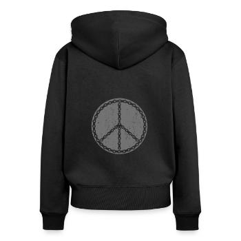 Fahrradkette Peace - Frauen Premium Bio Zip Hoodie - Schwarz - Hinten - Julia (174cm)