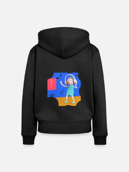 LUSTIGE MUSIK ILLUSTRATION 14 - Frauen Premium Bio Zip Hoodie - Schwarz